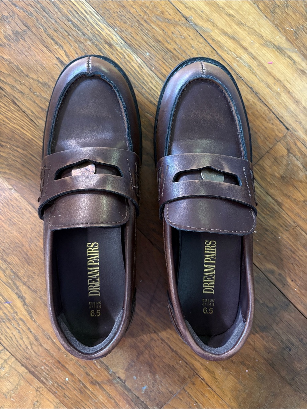 Penny Loafers by Dream Pairs Women’s Brown true size 5.5 not 6.5